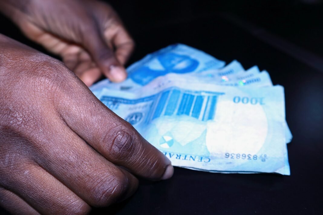 Hand holding Nigerian naira banknotes